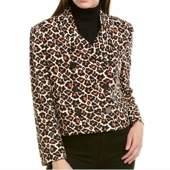 NWOT Diane von Furstenberg Leopard Print Blazer size Large - Picture 1 of 4